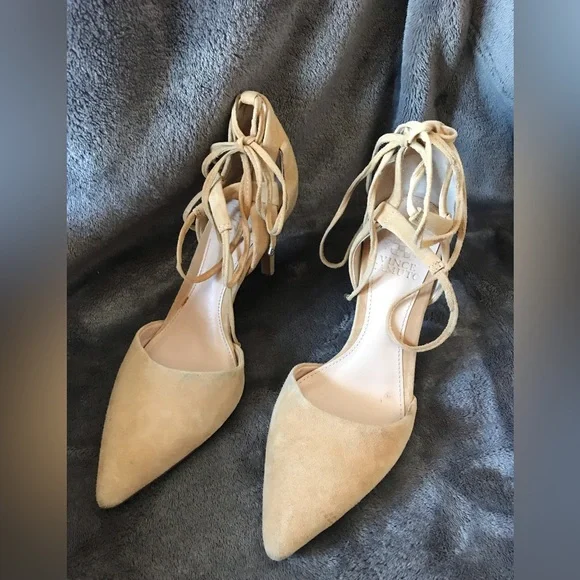 Vince Camuto Bellamy Suede pointed toe lace up heels. - Picture 5 of 11